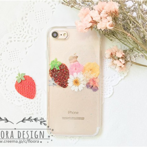 シンプル 押し花スマホケース / 押し花ケース / スマホケース / iPhone 