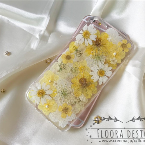 完成品】iPhone5/5s/SE♡ナチュラルガーベラ♡押し花ケース