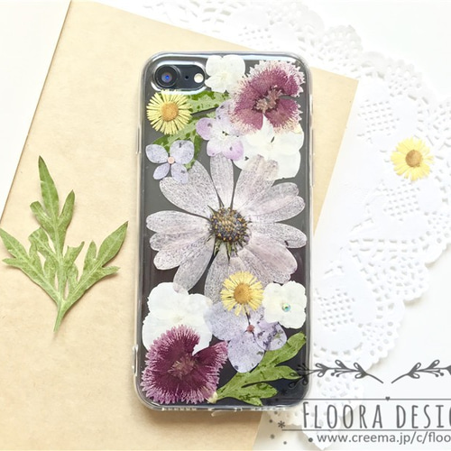 ❁❀押し花ケース❁❀オーダー❁全機種対応 押し花 スマホケース 全機種対応 iPhoneケース・カバー floora