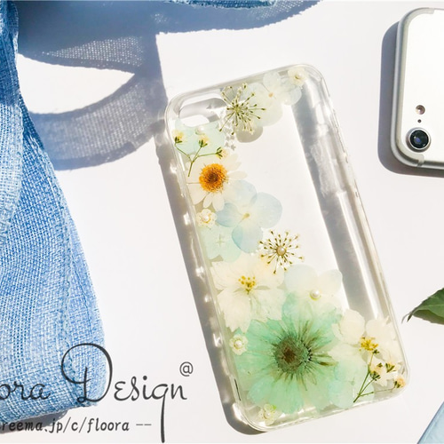 フレッシュな香りが漂う 押し花 お花 スマホケース iPhone14 13 12 11  