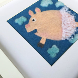 ウールは刺繍フォトフレームを感じた - バレエの豚 3枚目の画像