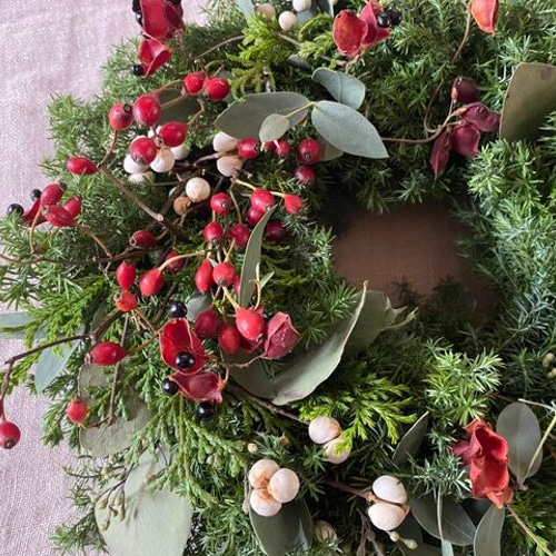 赤い実とナンキンハゼのクリスマスリース リース nonoka* 通販