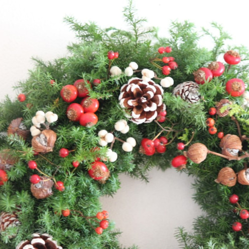 木の実いっぱいクリスマスリース ドライフラワー nonoka* 通販
