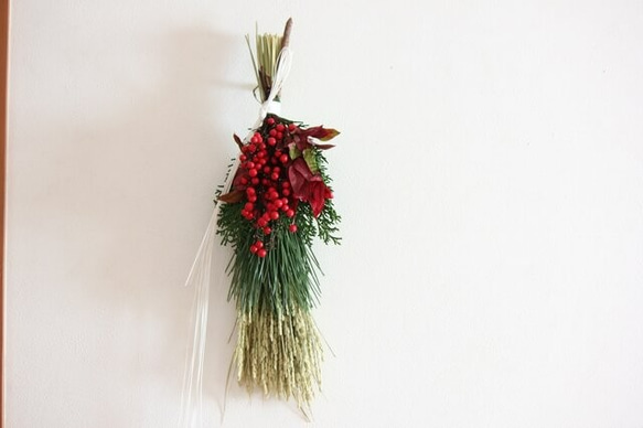 稲穂と松のお正月飾り(南天） しめ縄・しめ飾り nonoka* 通販