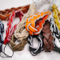 6～8cm長☆トリック三つ編みのケータイストラップ☆グローブレザー