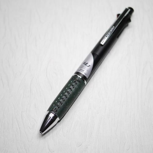 ン 大人気 新品 ノ 受注制作>本革製グリップ付きボールペン☆ジェットストリーム 筆記具