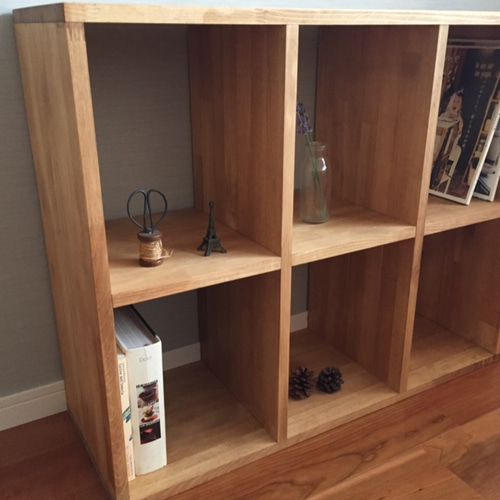 ナチュラル木製本棚 6マス【送料込】 6マスシェルフ/本棚 /シェルフ /A4サイズ/ラック/収納 棚・シェルフ