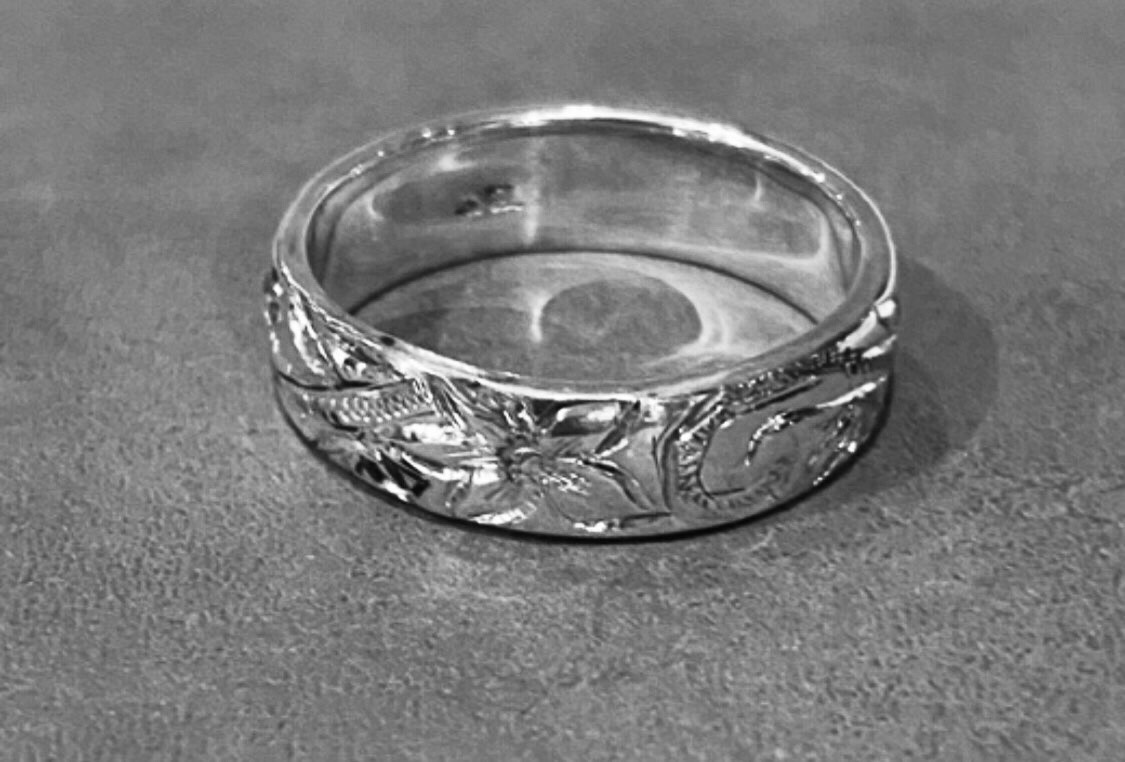 6mm幅リング　ハワイアンジュエリー　プルメリア