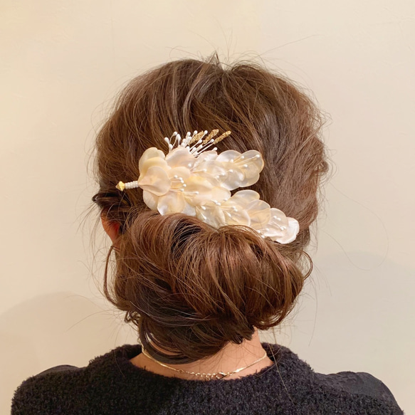 【色を選べる】親子ペア 花びらヘアクリップ 2way ＊入学式・卒業式・結婚式に＊ 6枚目の画像