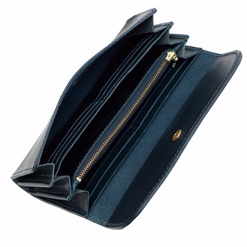 イエロー】三つ折りロングウォレット【イタリアンレザーエルバマット