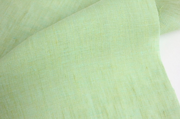 リトアニア製　リネン　ハギレ●黄緑＆ナチュラルベージュ 2色ワンセット● 4枚目の画像