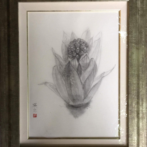 水墨画 蕗の薹 絵画 秩父芸術村グレー 通販 4564164｜Creema
