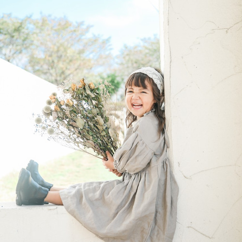 22色展開】リネンワンピース リネン 麻 子供用ワンピース リボン 
