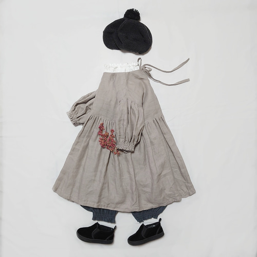 22色展開】リネンワンピース リネン 麻 子供用ワンピース リボン 