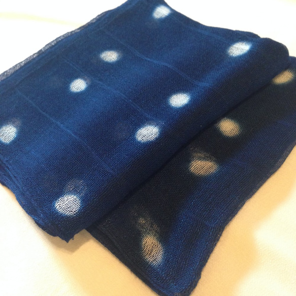 再販藍水玉スカーフ 2枚目の画像