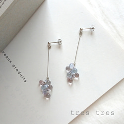 しずくのピアス/イヤリング◆ブルー&パープル 紫陽花 あじさい アナベル 春夏 クリア ドロップ シンプル 華奢 繊細 1枚目の画像