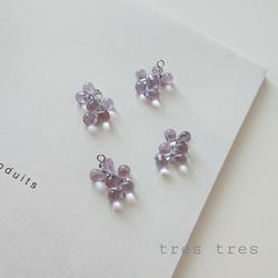 しずくのピアス/イヤリング◆ブルー&パープル 紫陽花 あじさい アナベル 春夏 クリア ドロップ シンプル 華奢 繊細 5枚目の画像