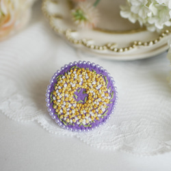 刺繍ブローチ『ミモザ＊パープル』 2枚目の画像