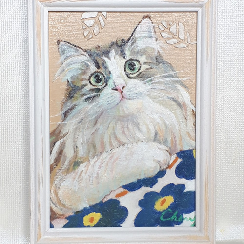 即購入OK☆猫の絵⑥ ノルウェージャンフォレストキャット 鉛筆画