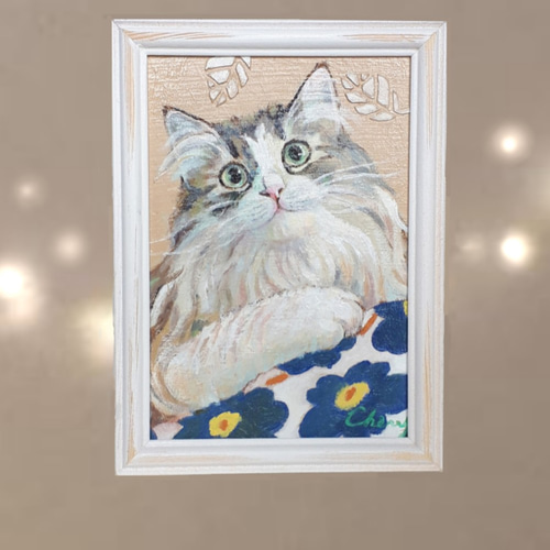 原画販売】ノルウェージャンフォレストキャットの水彩画 絵画