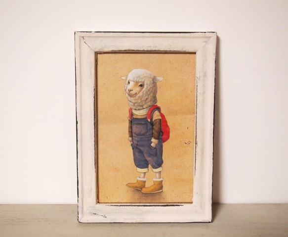 直送商品 白い額縁付き手描き油絵 ※一点もの 原画 絵画 - 絵画