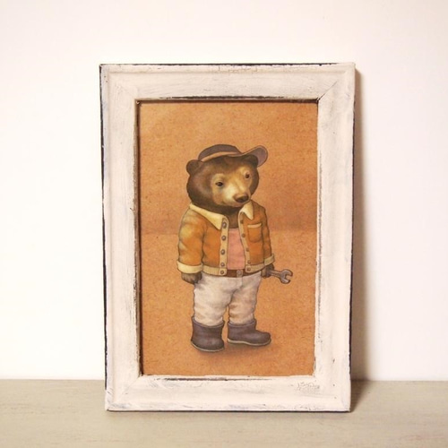 卸売 絵画。原画【コーヒーカップの熊ちゃんは喜んでコーヒーを飲み 絵画