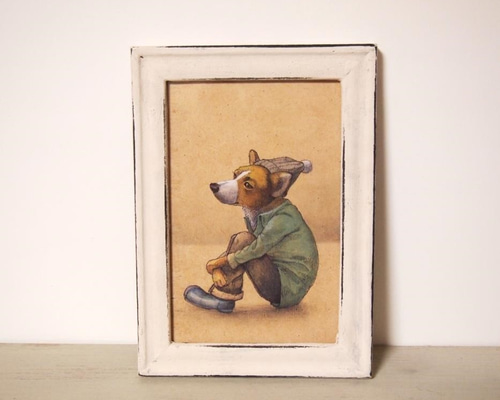 イタリア製 絵画 額縁 輸入雑貨 複製画 ドマン インテリア 犬
