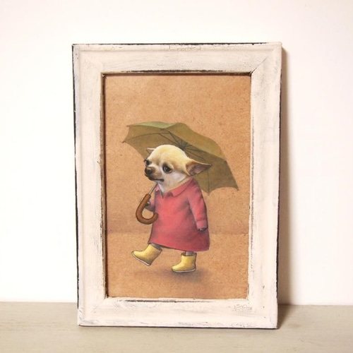 原画】『雑貨屋ナッツ』（チワワ 犬 パステル画 絵画）