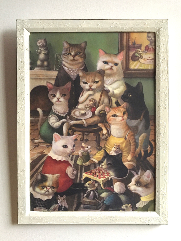 猫貴族 額付き複製画 （ラミネート) 絵画 pippi 通販 5051393