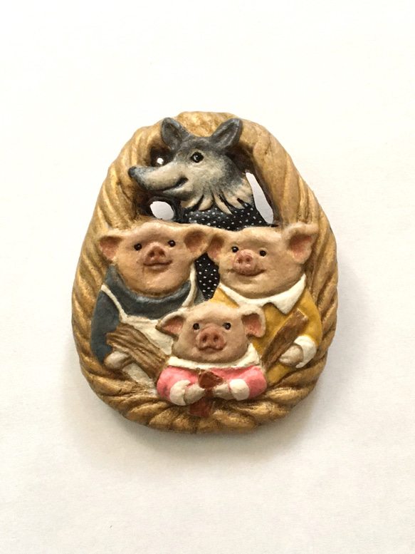 3匹の子豚　クロスステッチ完成品 3匹の子豚 クロスステッチ完成品 キット 3匹のこぶた 7338 オリムパス 【