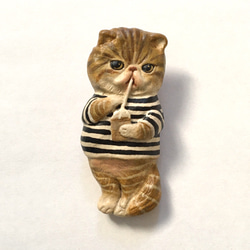 立体ブローチ(ティータイム猫②) 1枚目の画像