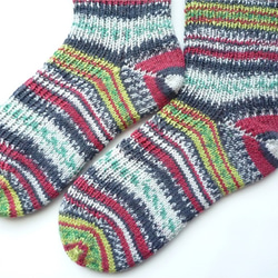 手編みの靴下 手編みソックス エスニック 3枚目の画像