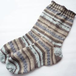 がま口付き 手編み靴下 パヴェ・ド・パリ～パリの石畳 2枚目の画像