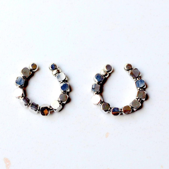 2 件套不銹鋼耳夾男女通用男士銀色錘擊金屬防過敏兼容 第2張的照片