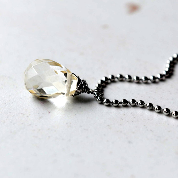 外科不銹鋼長項鍊天然石香檳石英水晶金屬過敏免費送貨和包裝 第1張的照片