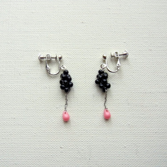 黑莓  粉色  夾式耳環 第2張的照片