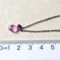 粉紅色電氣石 x 石榴石項鍊外科不銹鋼免費送貨和包裝金屬過敏支持 第3張的照片