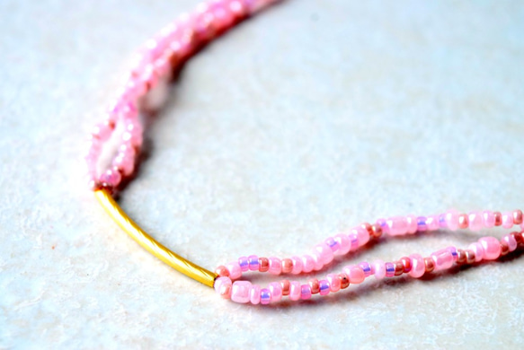 什錦串珠項鍊粉紅色x馬特金免費送貨 第1張的照片