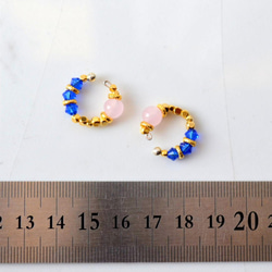 玫瑰水晶和复古串珠的耳夹 　免费包装 第4張的照片