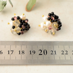 [BOUQUET2]珍珠和復古玻璃耳環珍珠珍珠免費送貨和包裹耳環多變 第3張的照片