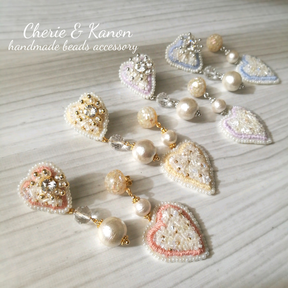 heart&heart アシンメトリーピアス 〈クリーム〉<ピアス> 3枚目の画像