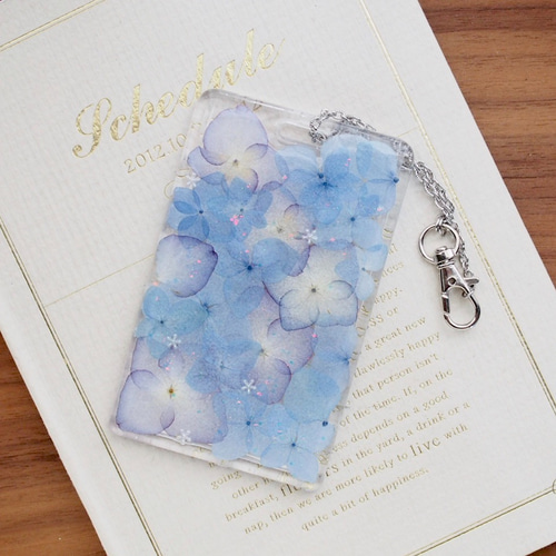 9】＊送料無料 ＊押し花パスケース・定期入れ＊koko＊紫陽花 パス