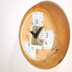 栃の木の丸い掛時計　NO.0706 3枚目の画像
