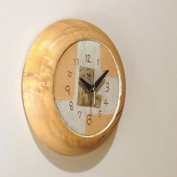 栃の木の丸い掛時計　NO.0706 4枚目の画像