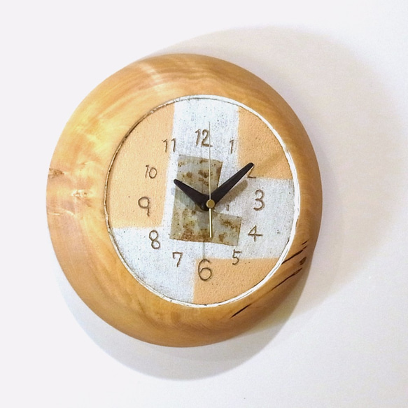 栃の木の丸い掛時計　NO.0706 5枚目の画像