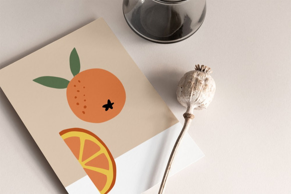 明信片“擠橙”水果藝術插圖圖片[3件選擇] 第1張的照片