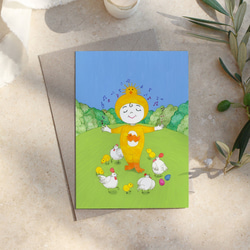 【3枚選べるポストカード・送料無料】イースターを楽しむ子供達　イラスト　アート 1枚目の画像