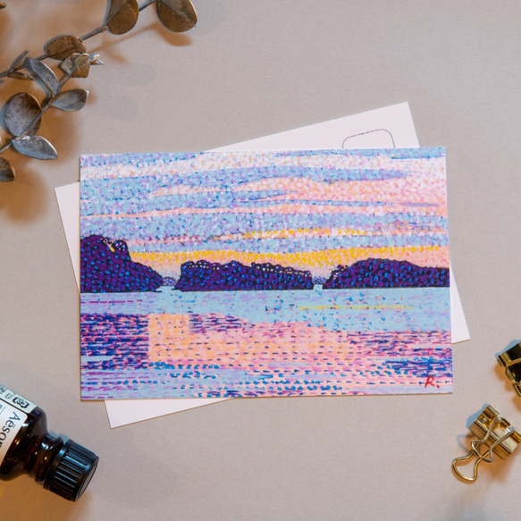 『朝まだき』海のポストカード　 絵　イラスト　水彩画　自然　風景　海【選べる3枚】 3枚目の画像