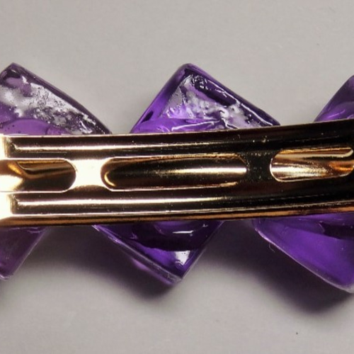 一点物》麻雀牌 バレッタ クリア パープル 透明 紫 スワロフスキー