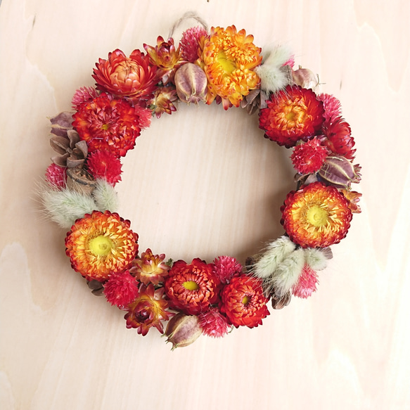 受注制作千日紅のナチュラルリース